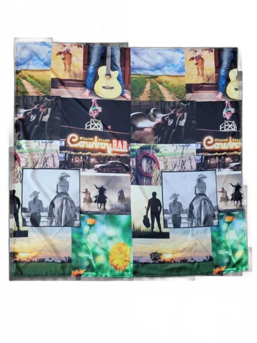 NEW THE FRONT PORCH LABEL women's cowboy collage western wild rag scarf in multi